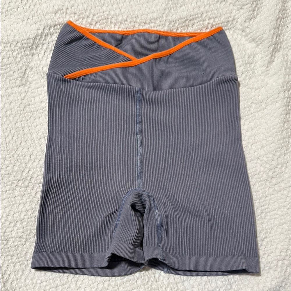 Gray Free People Ribbed Biker Shorts